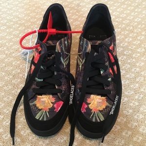 Off-White carryover suede floral satin sneakers